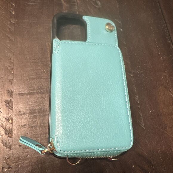 For iPhone 12 Pro Max Zipper Wallet Case with Crossbody - Picture 5 of 7